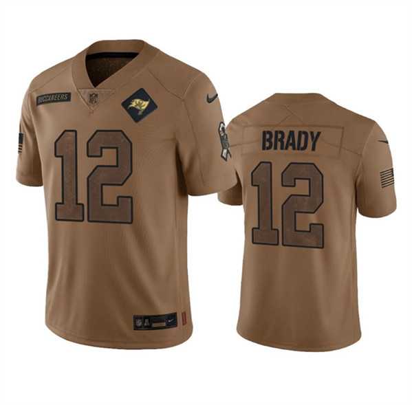 Men%27s Tampa Bay Buccaneers #12 Tom Brady 2023 Brown Salute To Service Limited Jersey Dyin->tampa bay buccaneers->NFL Jersey